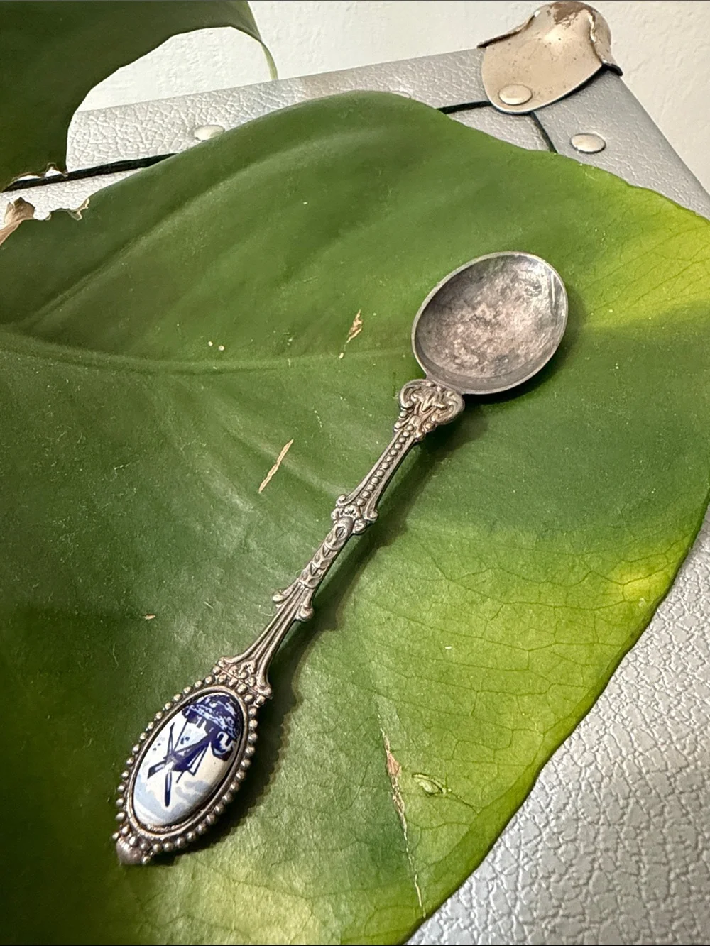 Blue Enamel Windmill Collectible Spoon